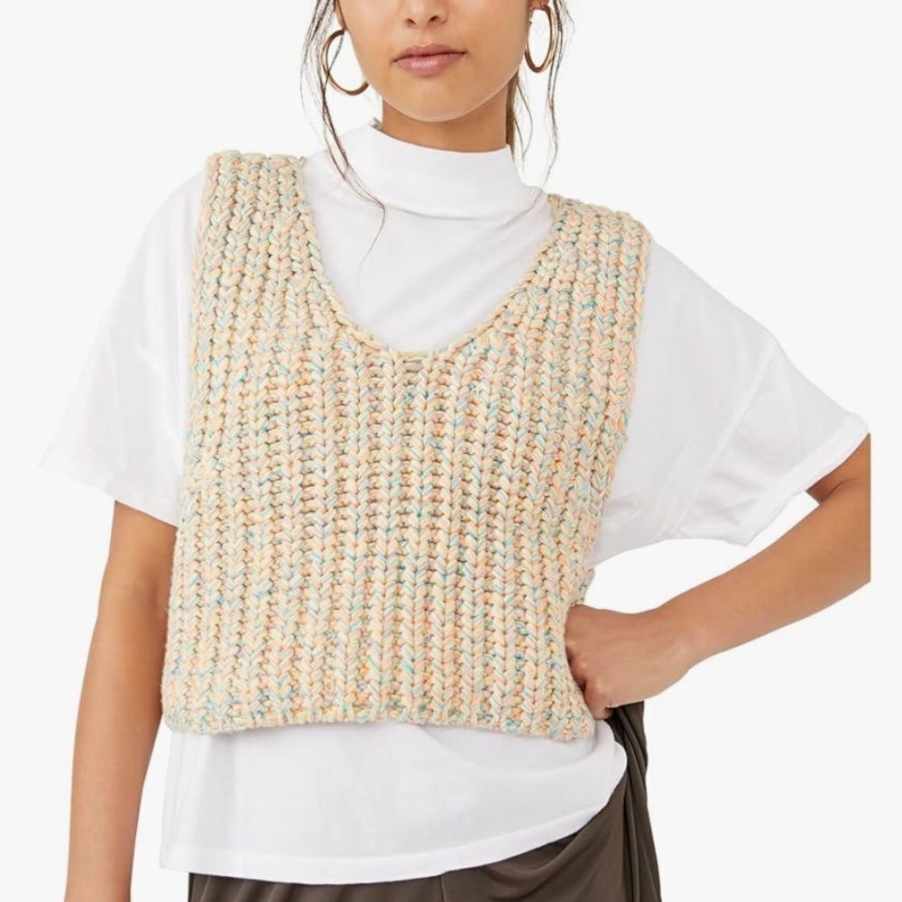 Free People womens Hoopla Knitted Sweater Vest size Small